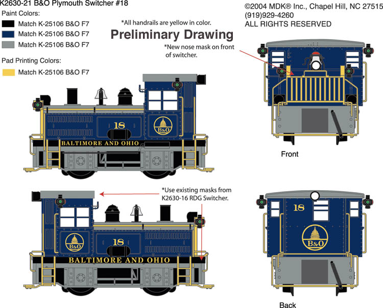Baltimore & Ohio blue w/ gray trim Plymouth switcher
