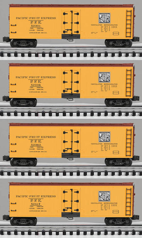 Western Pacific/PFE wood-sided reefer 4-pac #1 2-rail