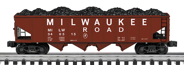 Milwaukee Road die cast ribbed 4-bay hopper