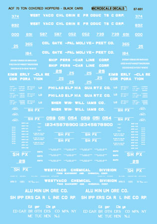 Decals: ACF 70 Ton Covered Hoppers Assorted Private Shippers
