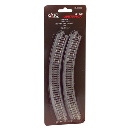 N Unitrack 9 3/4" radius Curved Track 4-Pack