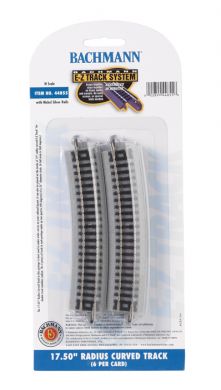 E-Z Track Nickel Silver 17.5" radius curve carded