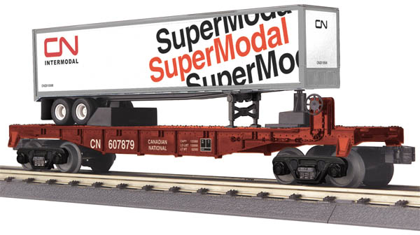 Canadian National flatcar with trailer