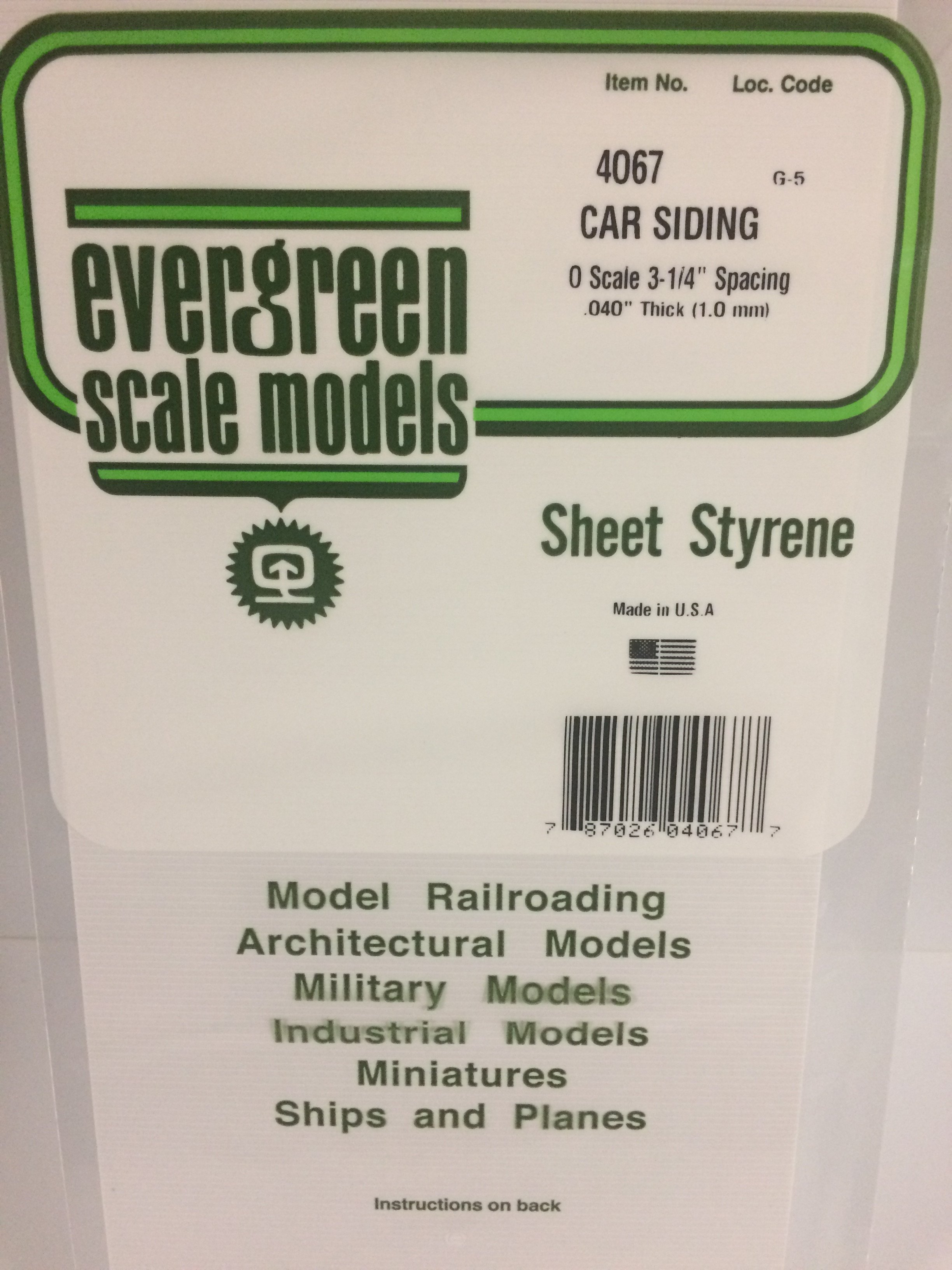Car Siding 0.067" Spacing