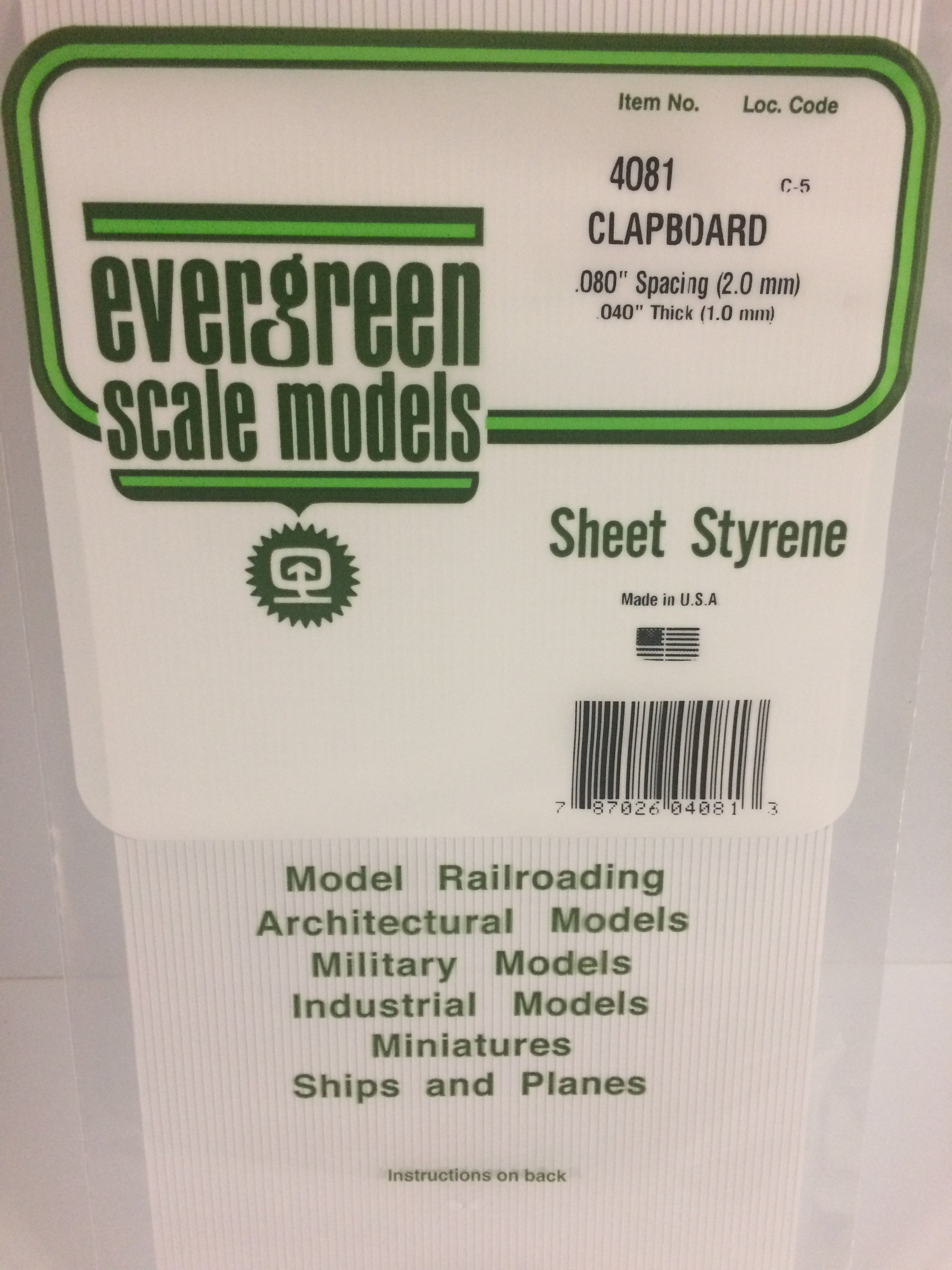 Clapboard Siding .080" Spacing .040" Thick 1-Piece