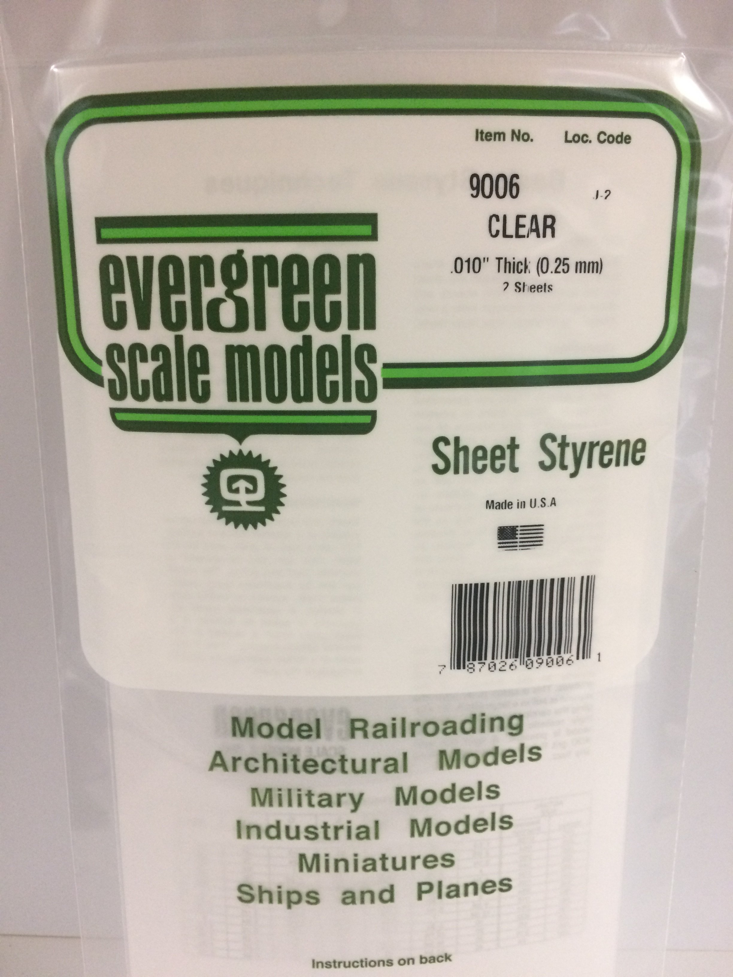 Clear Styrene Sheet .010" Thick