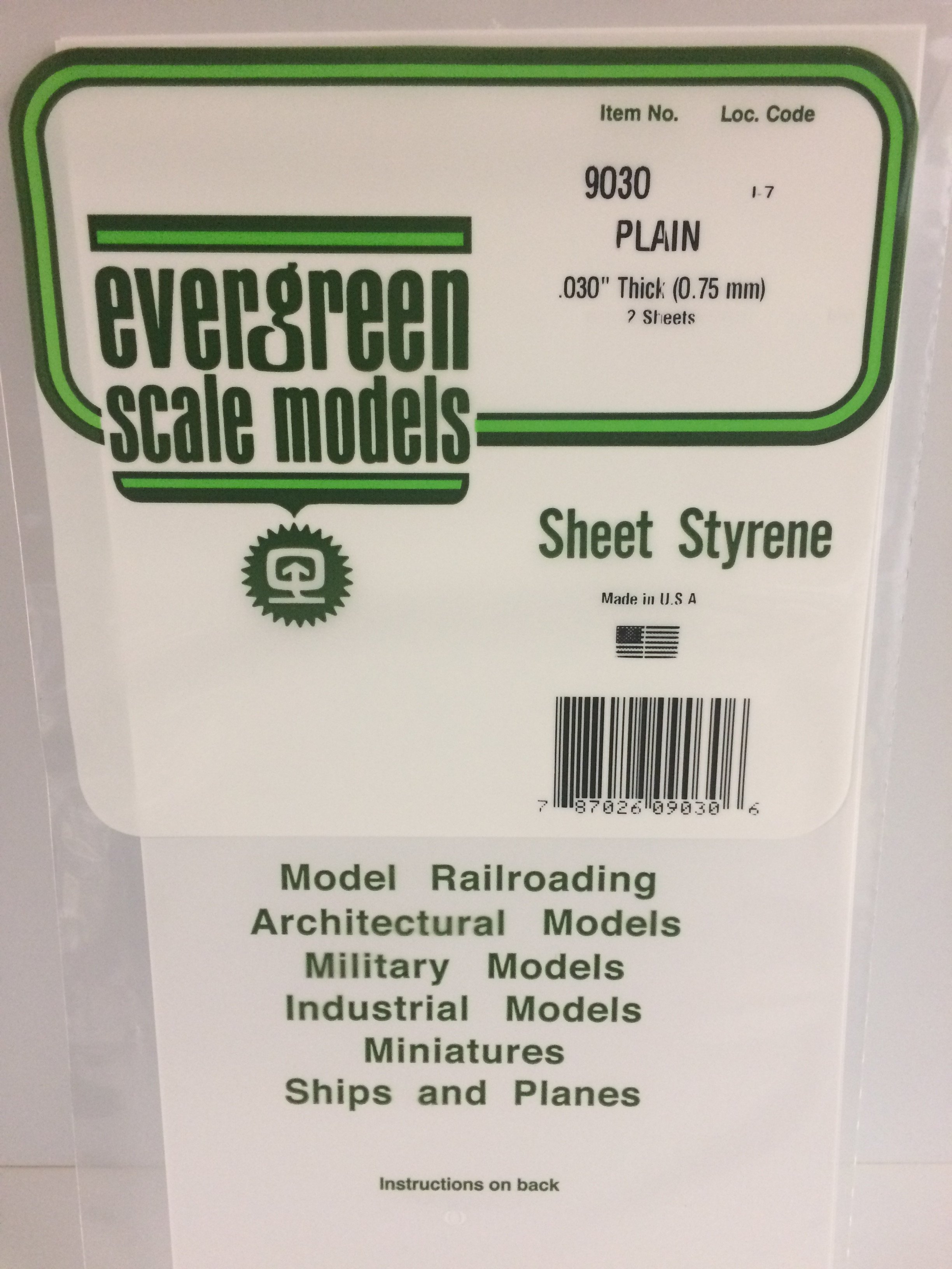Plain Sheet Styrene .030" Thick
