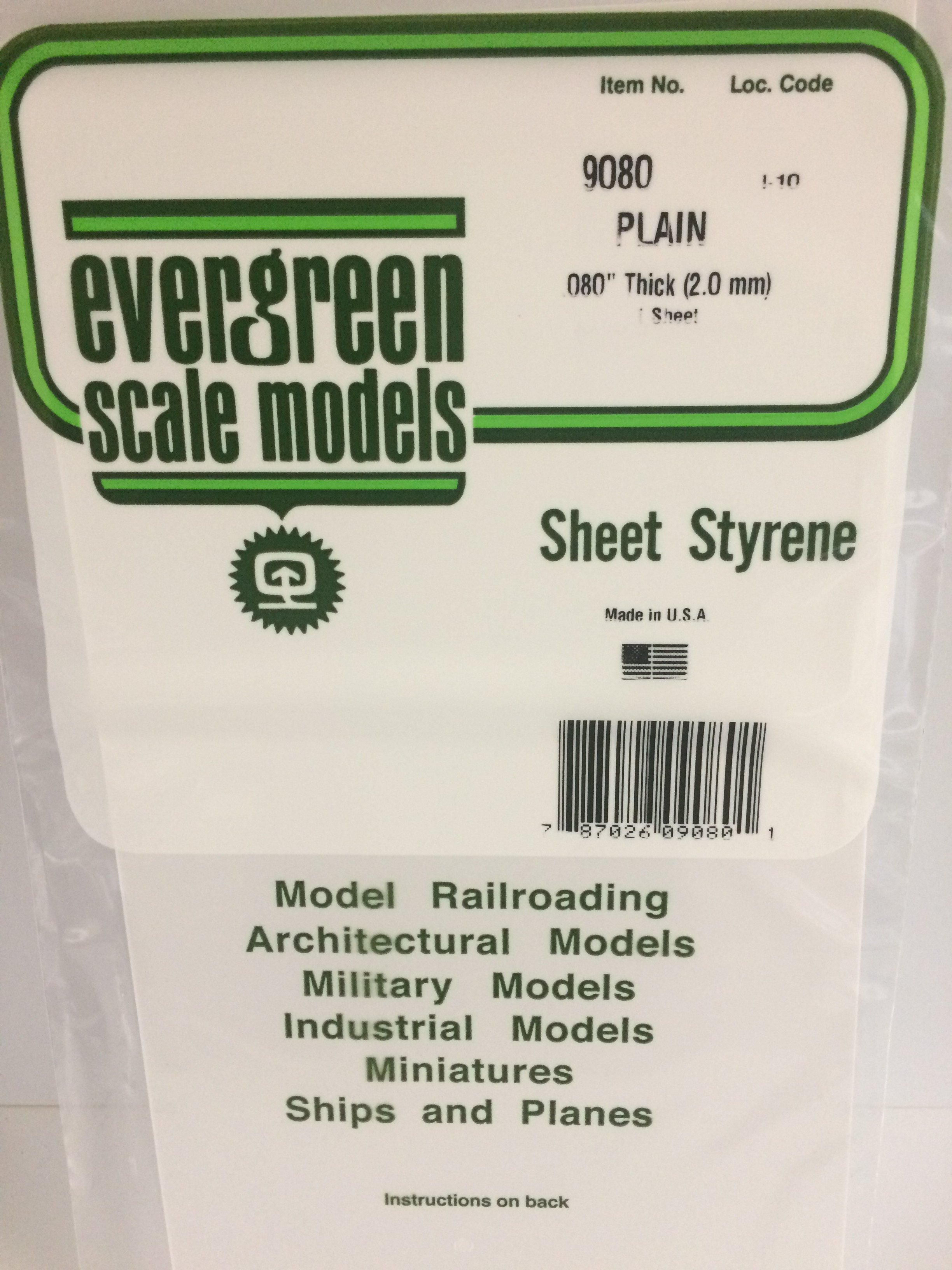 Plain Sheet Styrene 0.080" Thick