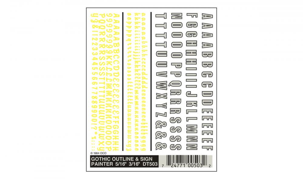 Gothic Outline & Sign Painter Dry Transfer Decal