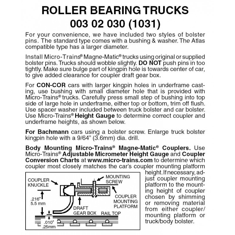 Roller Bearing Trucks without Coupler