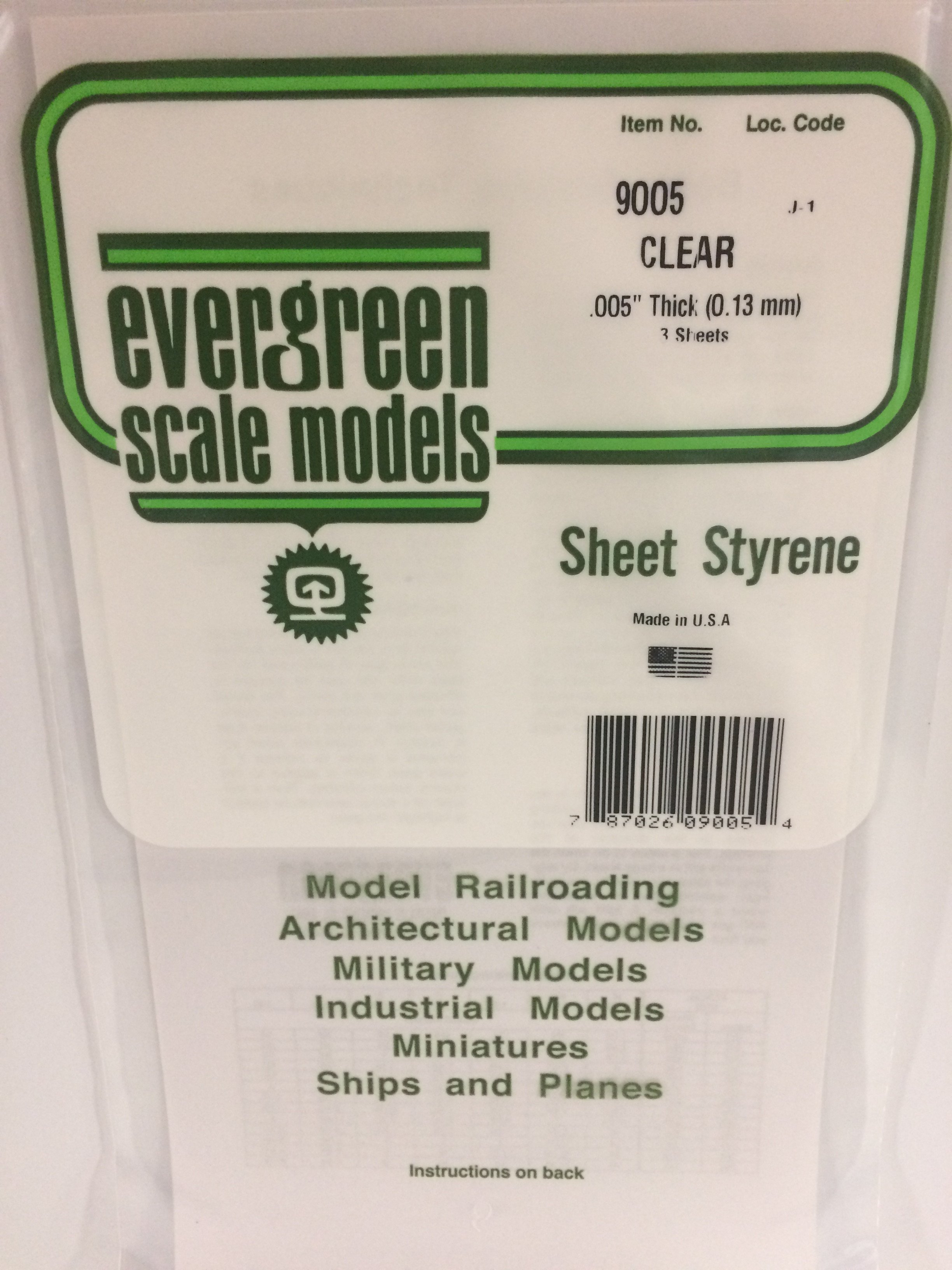 Clear Styrene Sheet .005" Thick