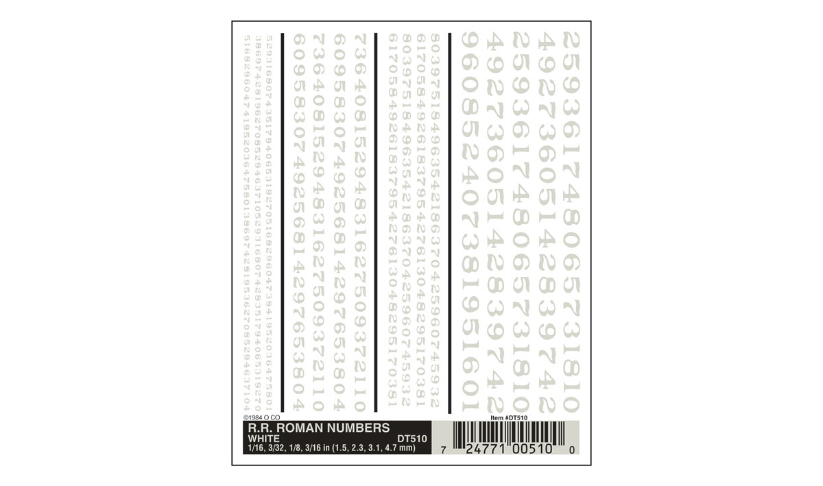 Railroad Roman Numbers-White