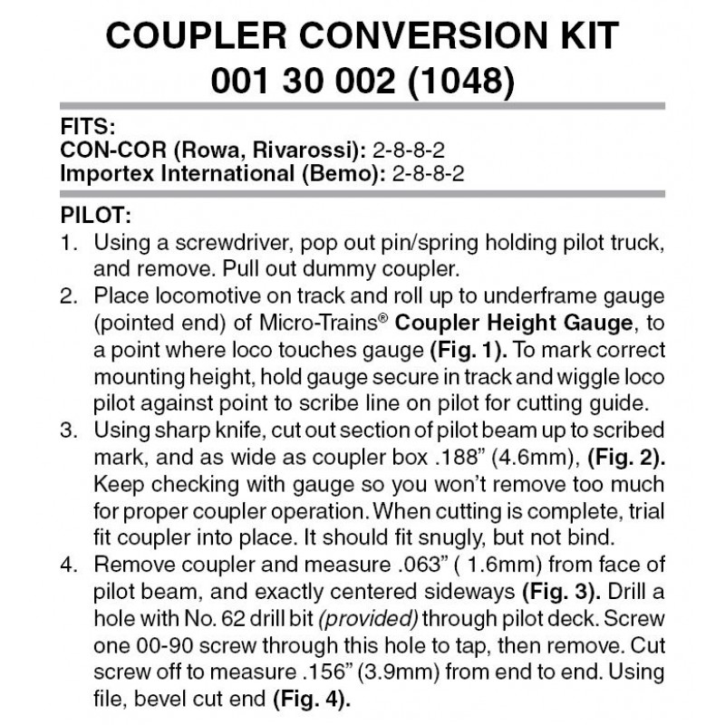 Coupler Conversion Kit for Con-Cor (Rowa, Rivarossi) 2-8-8-2