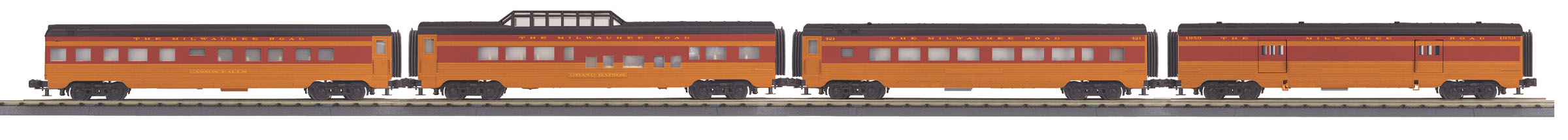 Milwaukee Road 4-car 60' streamlined passenger set