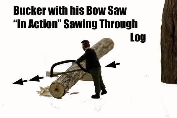 Logger Bucker #1 Cutting with Bow Saw