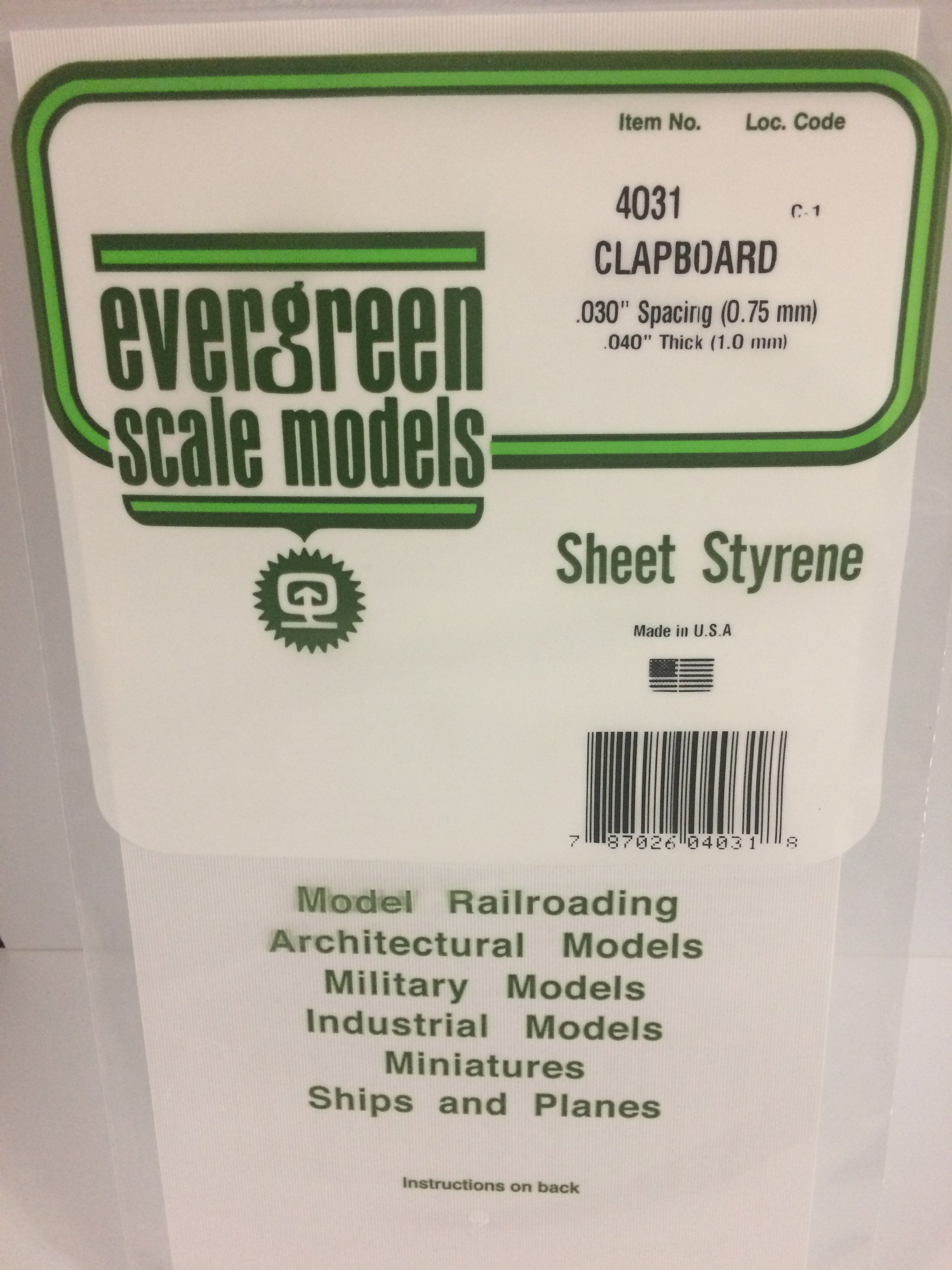 Clapboard Siding .030" Spacing 1-Sheet