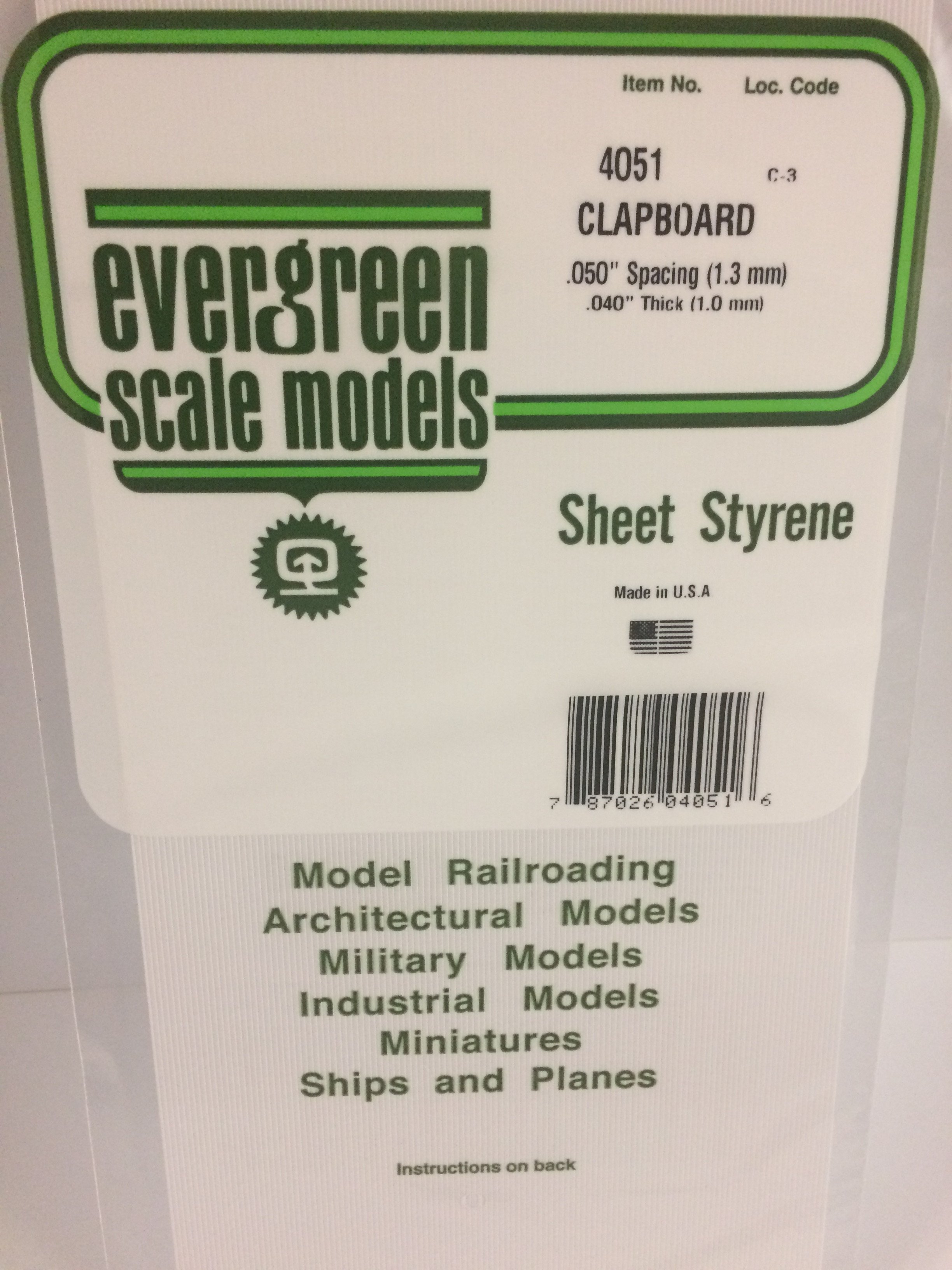 Clapboard Siding .050" Spacing 1-Sheet