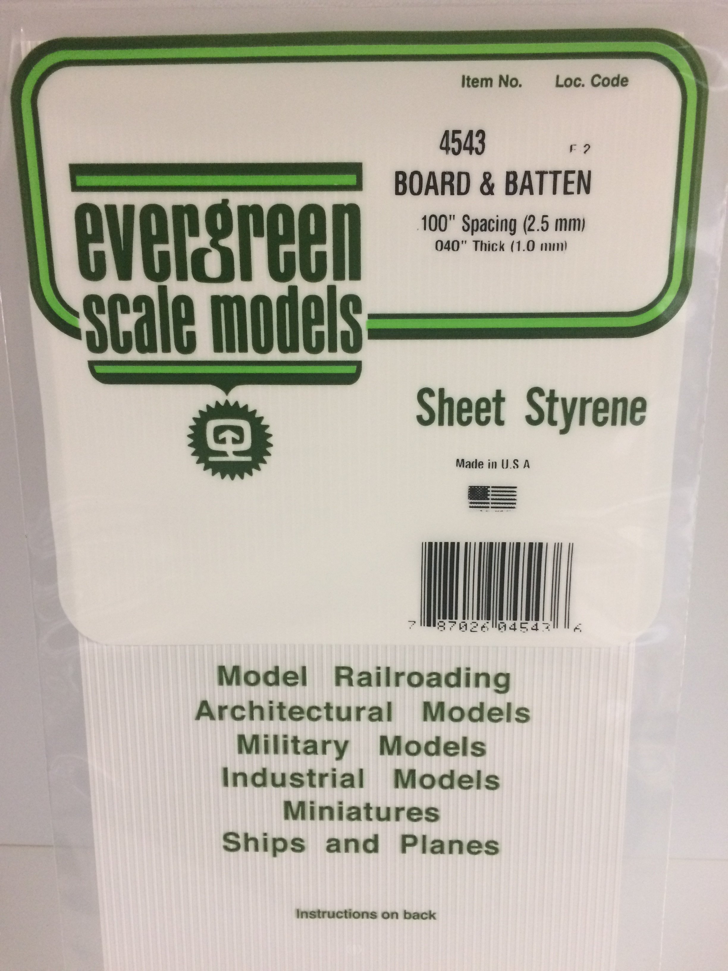Board & Batten Siding .100" Spacing 1-Sheet