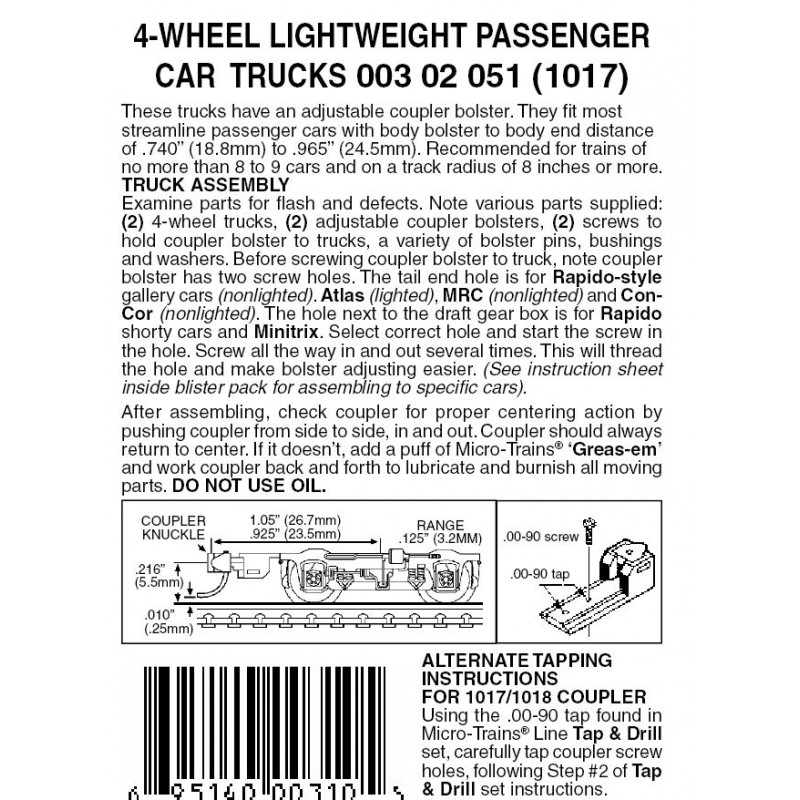 4-Wheel Lightweight Passenger Car Trucks