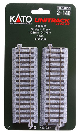 HO Unitrack 123mm (4 7/8") Straight Track 4-pack