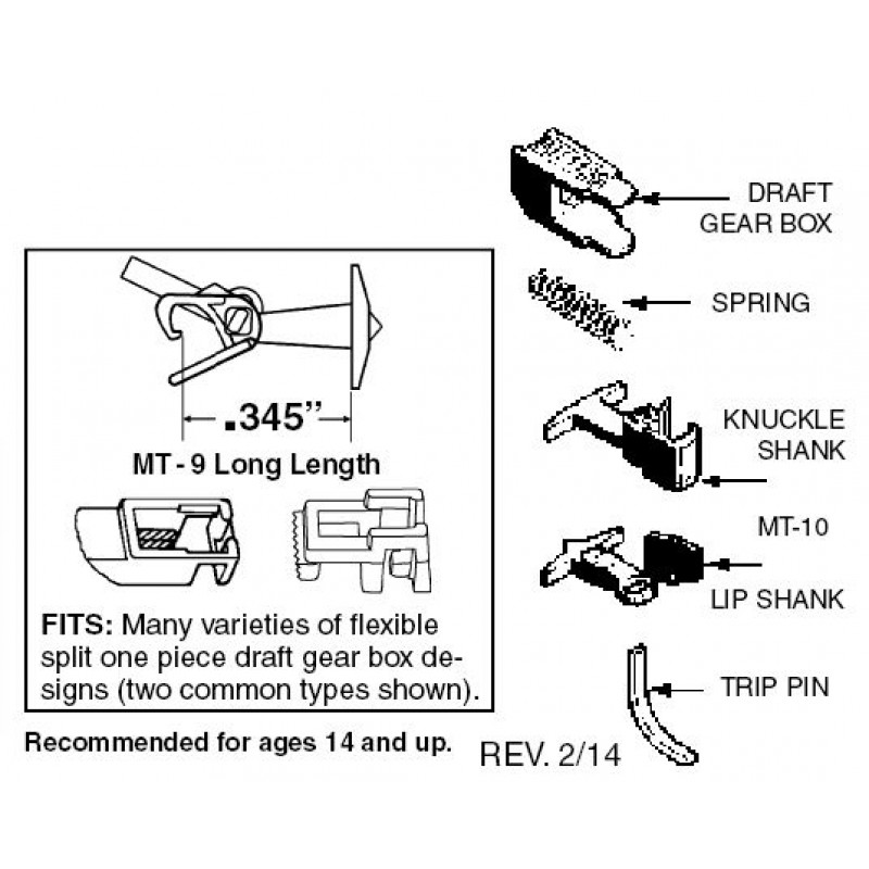 MT-9 Long 'T' Shank Couplers With Adaptors 2-Pair