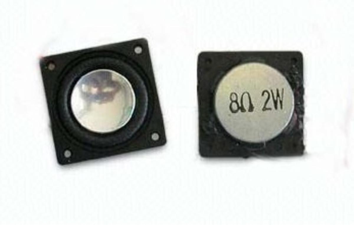 8 ohm, 2 watt, 23mm x 23mm x 10.2mm speaker