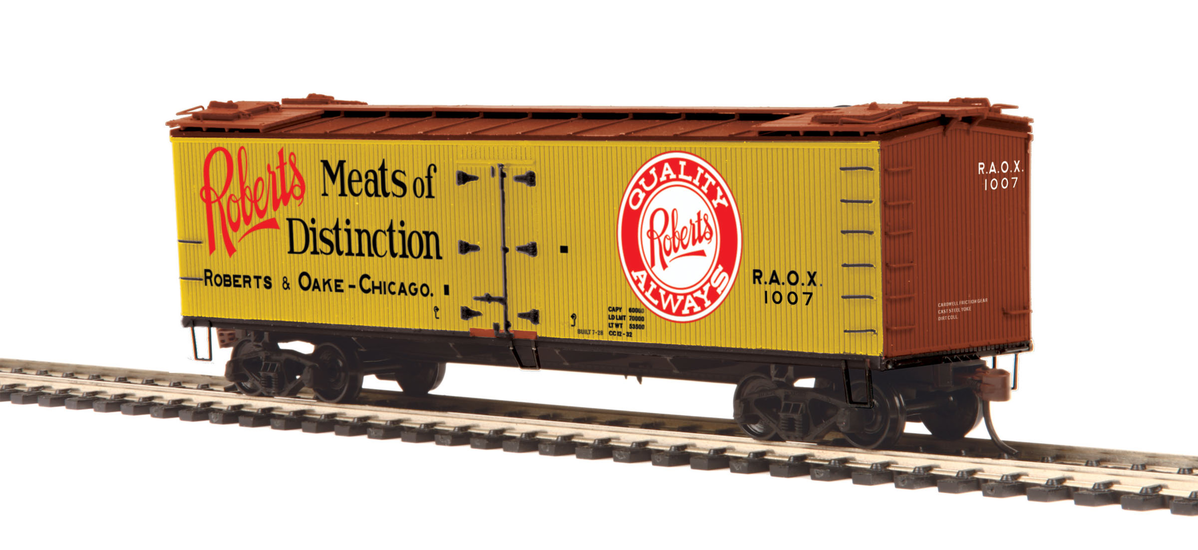 Roberts & Oake Meats R40-2 wood side reefer car #1007