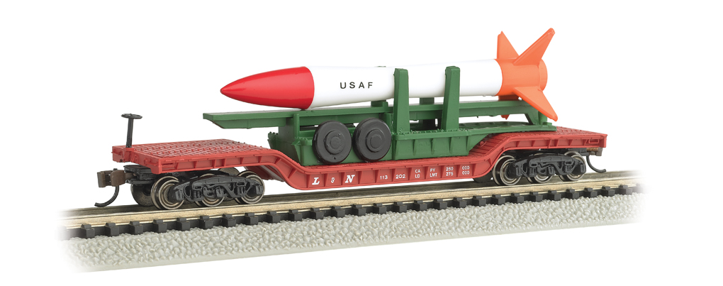 Louisville & Nashville 52' depressed center flatcar with missile