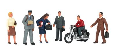 O figures: city people with motorcycle