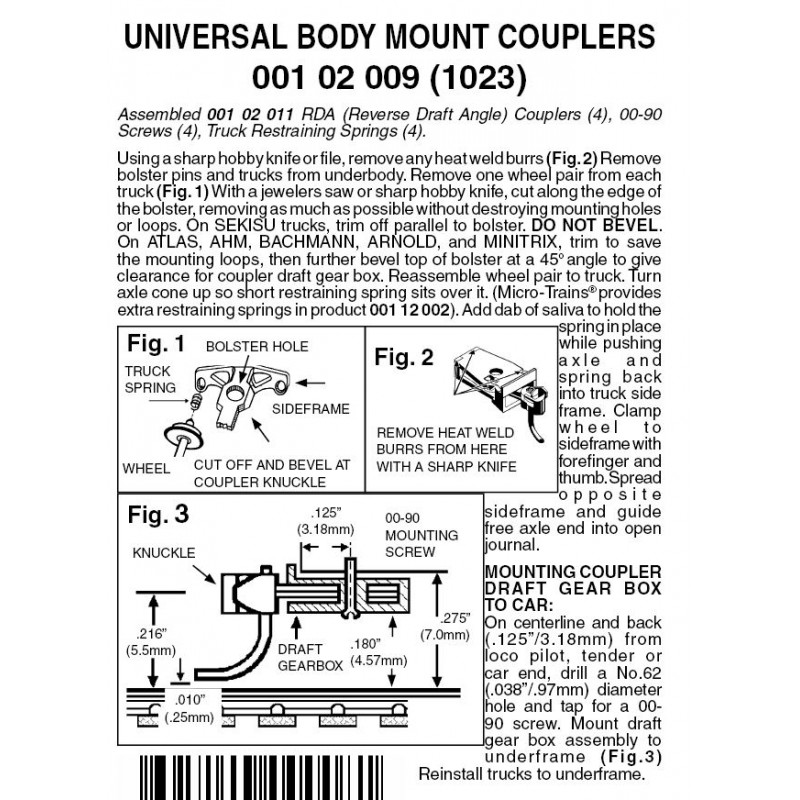 Universal Body Mount Couplers Reverse Draft Angle Assembled