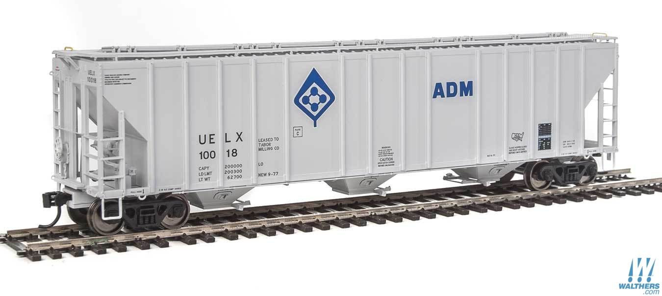 ADM (gray) 58' Evans 4780 cu ft 3-bay covered hopper #10018