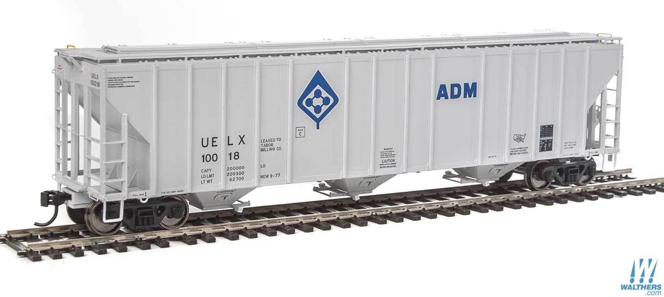 ADM (gray) 58' Evans 4780 cu ft 3-bay covered hopper #10018