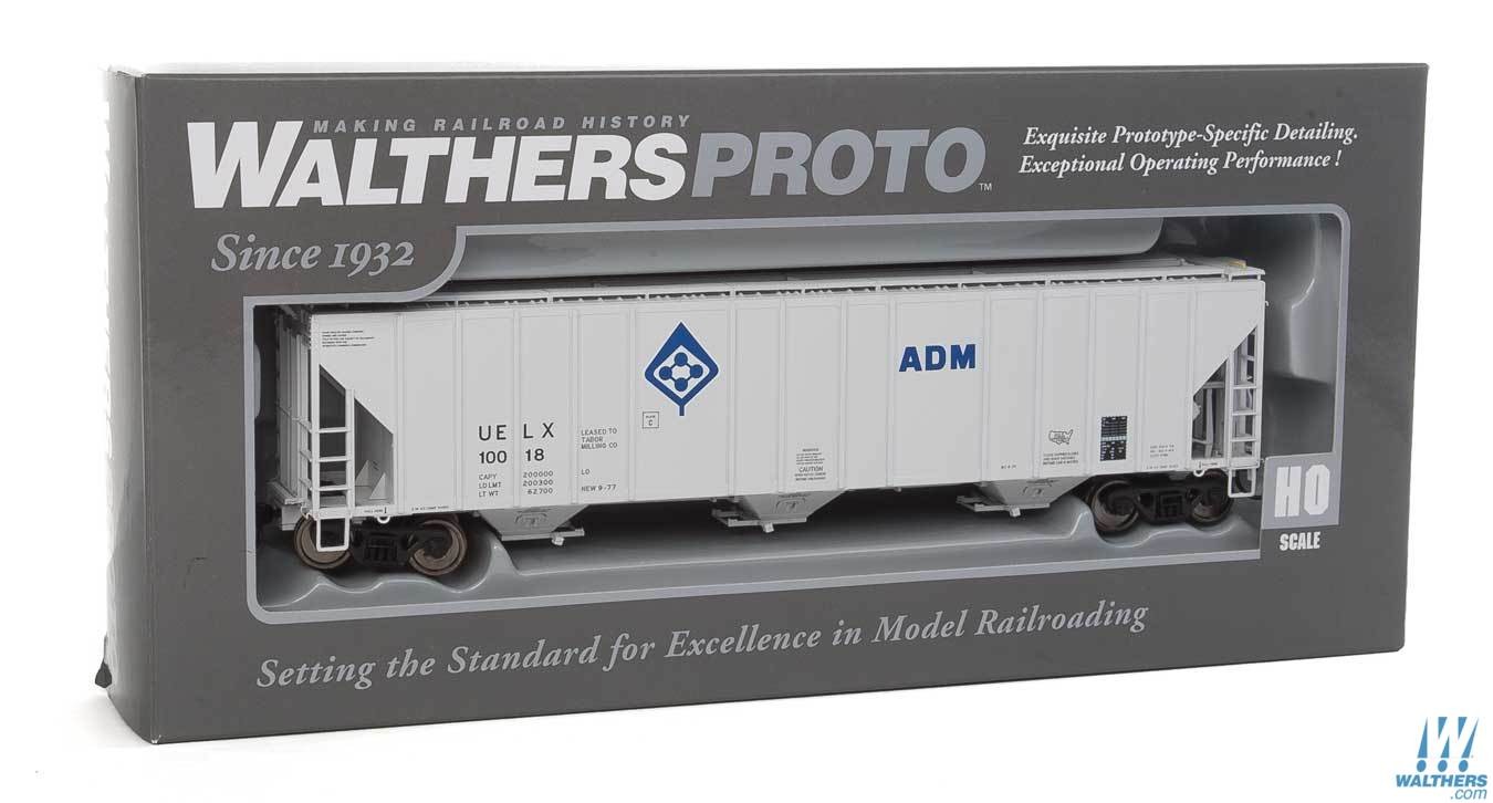 ADM (gray) 58' Evans 4780 cu ft 3-bay covered hopper #10018