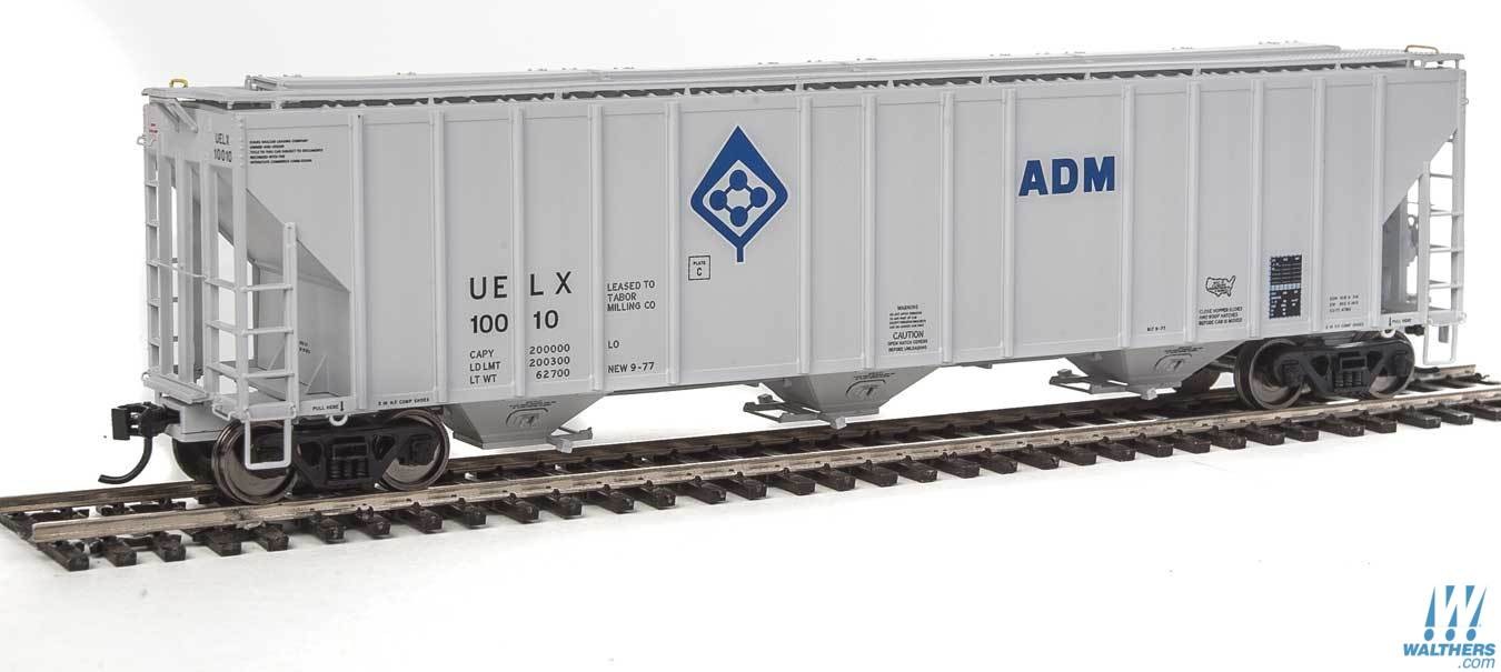 ADM (gray) 58' Evans 4780 cu ft 3-bay covered hopper #10010