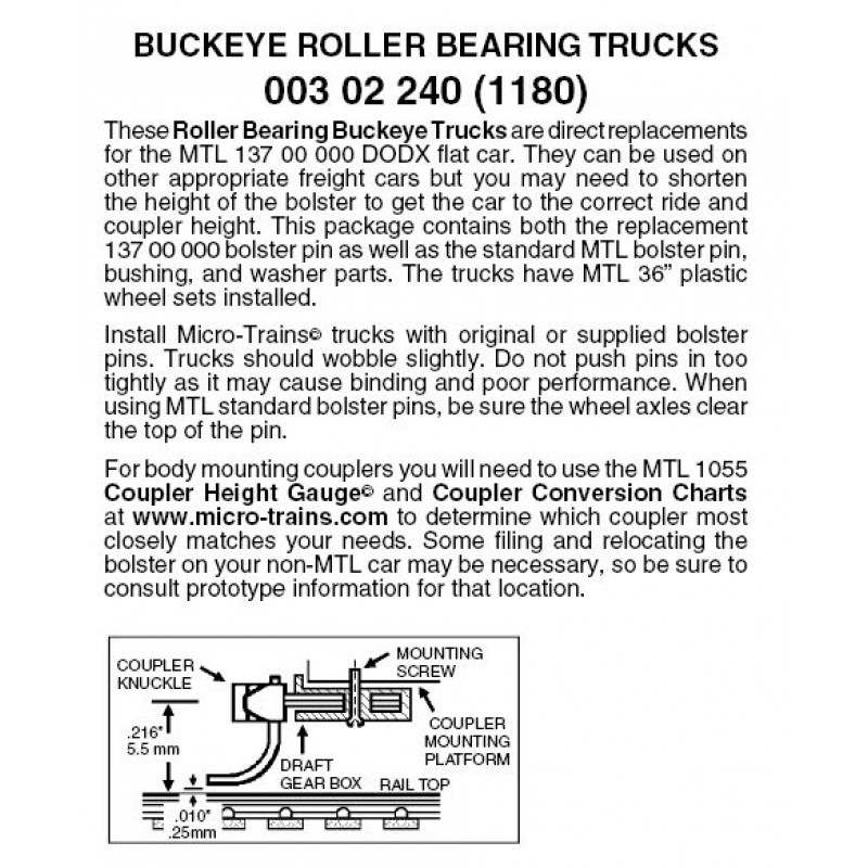 Buckeye Roller Bearing 6-Wheel Trucks Without Couplers 36" Wheel