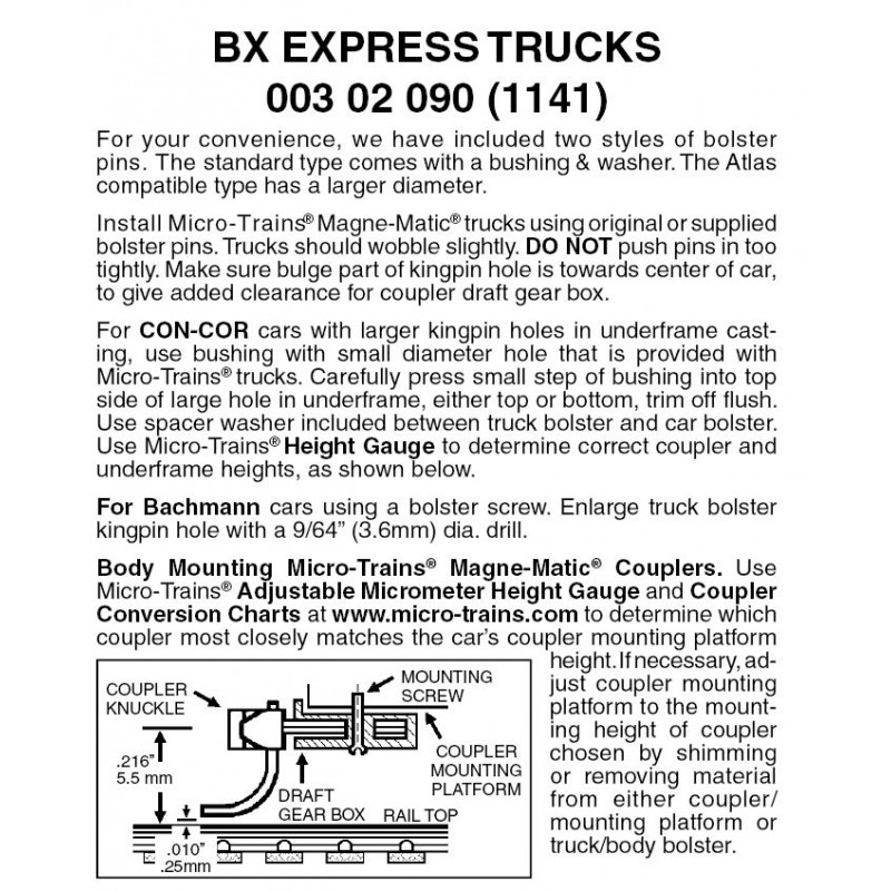 BX Express Trucks Without Couplers One Pair