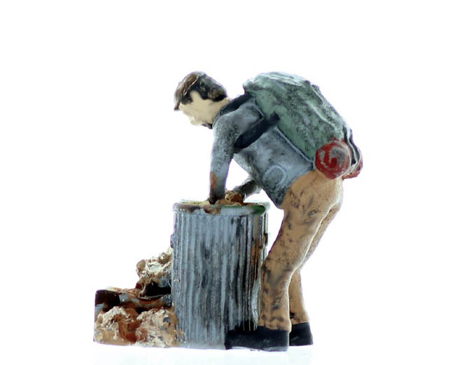 Homeless Hobo Picking Through Trash figure