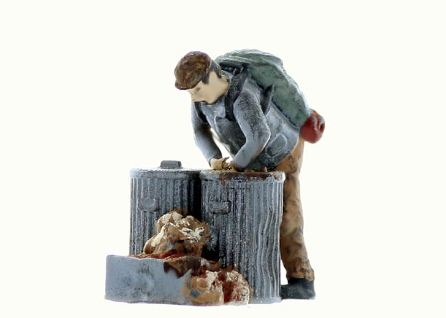 Homeless Hobo Picking Through Trash figure