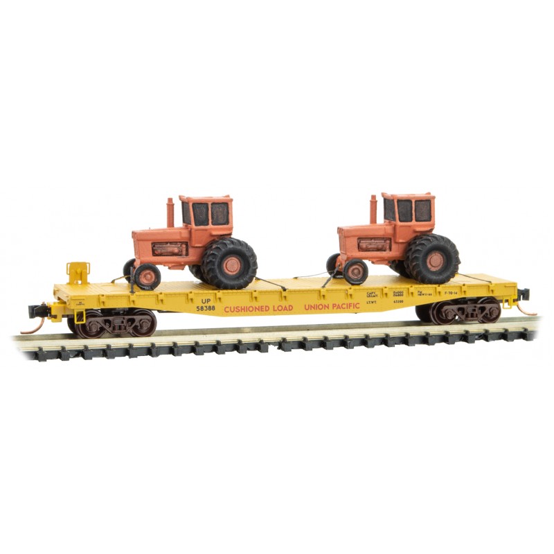 Union Pacific Three Flat Car Pack with Farming Equipment