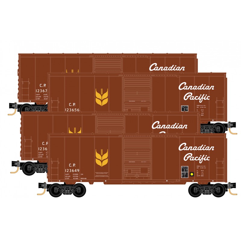 Canadian Pacific Four 40' Single Door Box Car Runner Pack