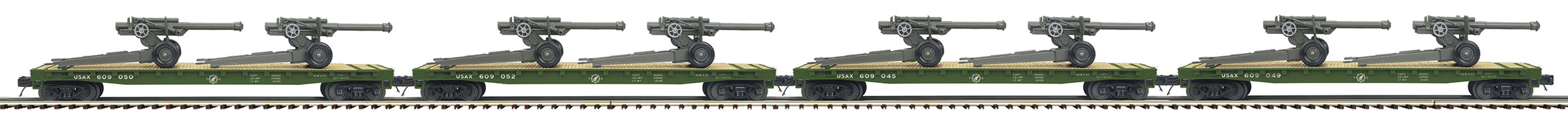 U.S. Army flatcar with two 105mm Howitzers 4-pack #2