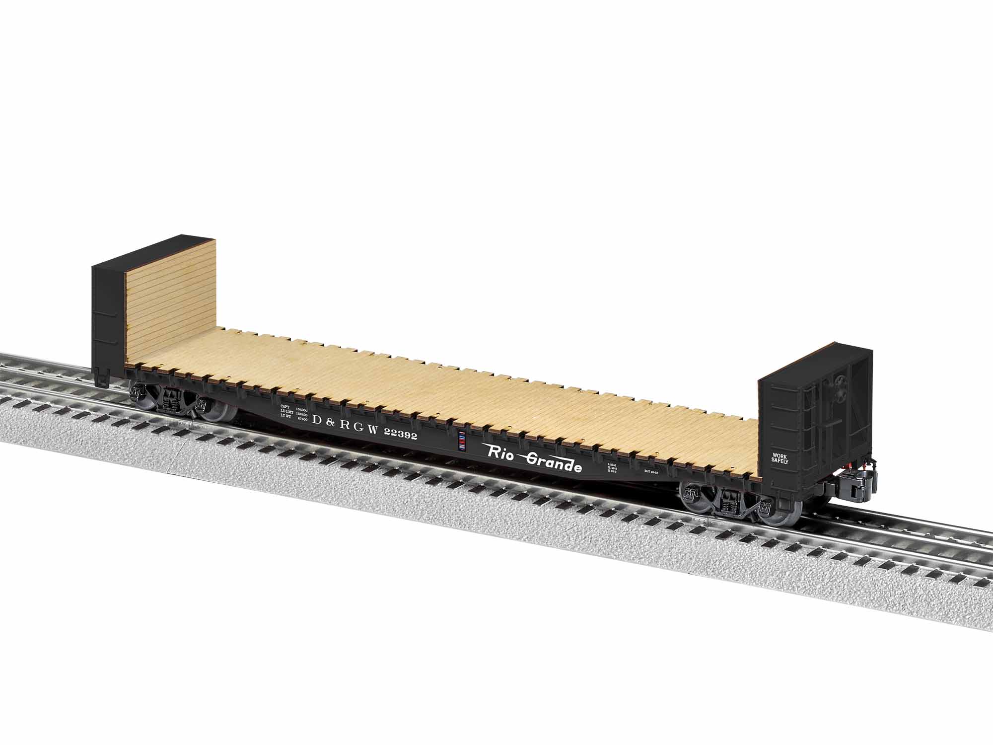 Rio Grande 50' bulkhead flatcar #22392