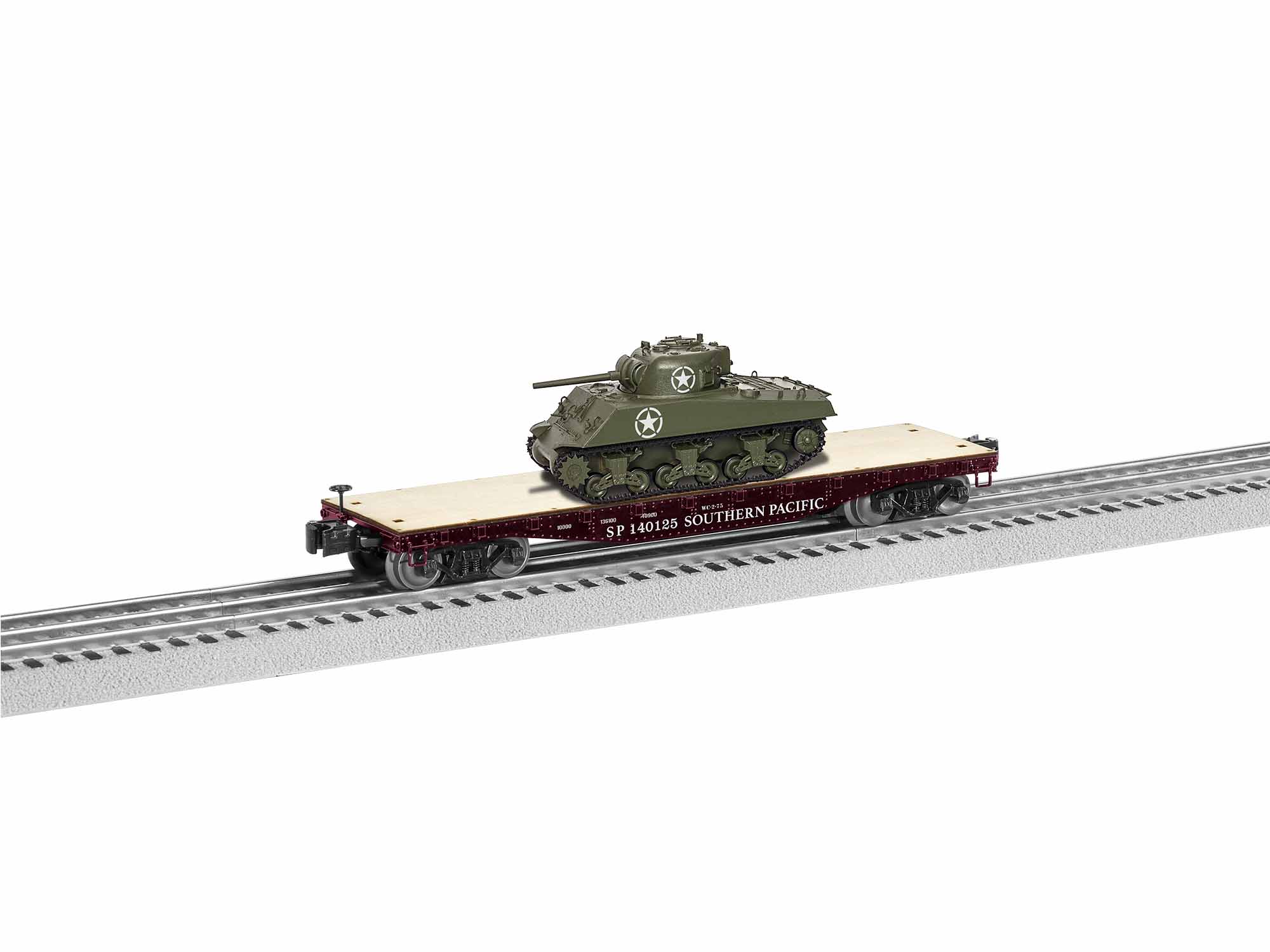Southern Pacific 40' flatcar #140125 with Sherman Tank