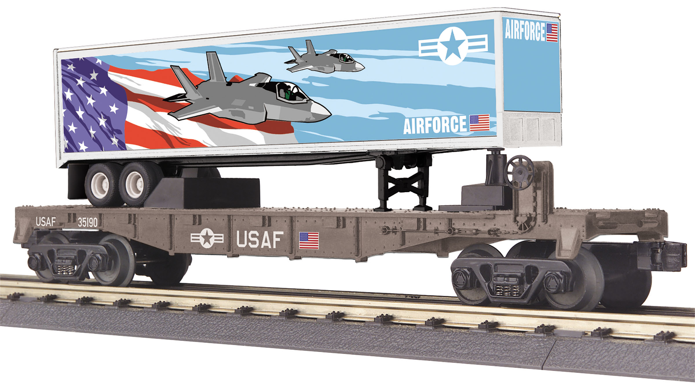 U.S. Air Force flatcar with 40' trailer