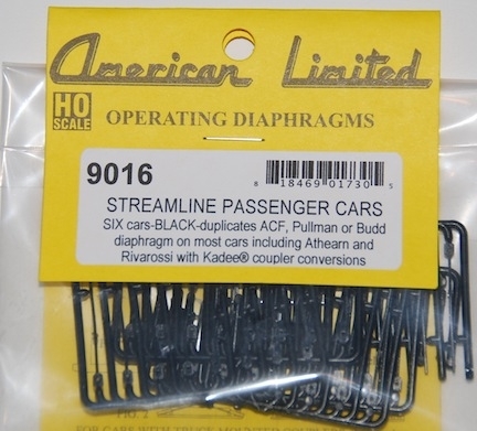 operating diaphrams for six streamline passenger cars