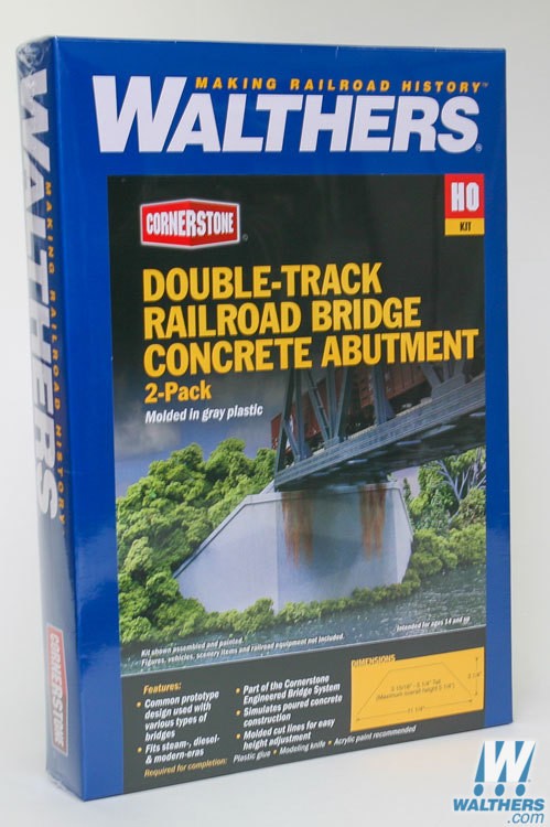 Double-Track Railroad Bridge Concrete Abutment 2-pack kit