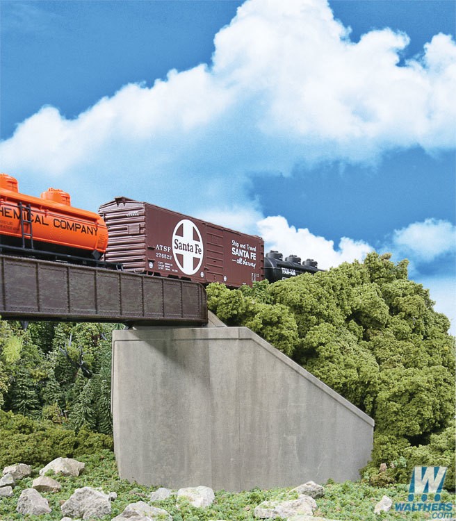 Single-Track Railroad Bridge Concrete Abutments 2-pack kit