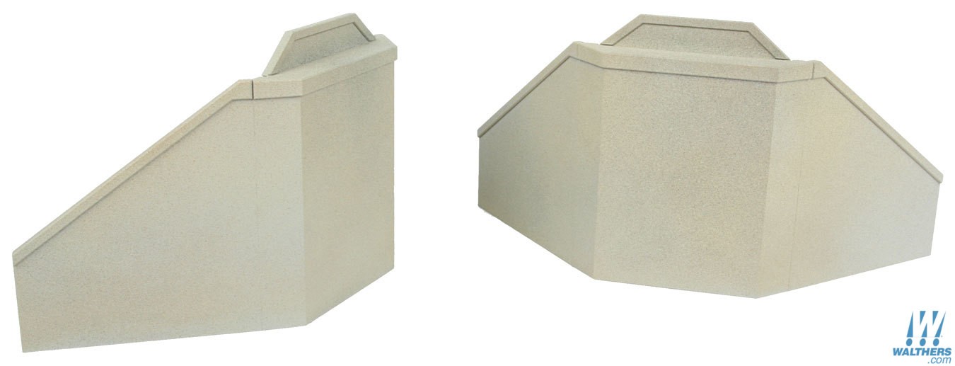 Single-Track Railroad Bridge Concrete Abutments 2-pack kit