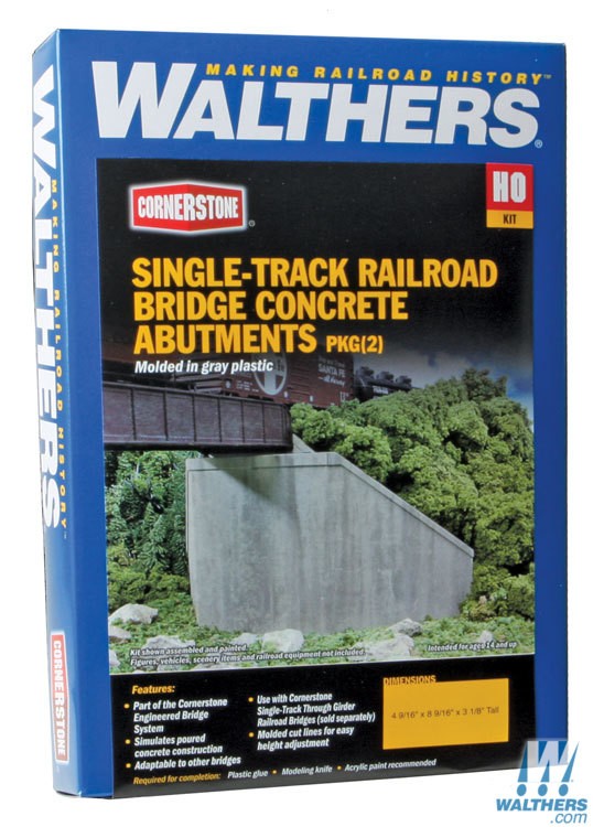 Single-Track Railroad Bridge Concrete Abutments 2-pack kit