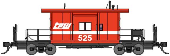 TP&W-Red & White Short Body Bay Window Caboose #525